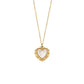 18K gold heart pattern necklace charm vintage inspired jewelry