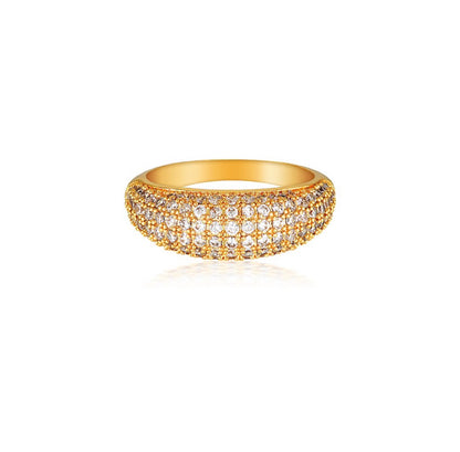Victoria Dome Ring : Dazzling Cubic Zirconia stones create a luxurious and glamorous effect, perfect for a stand-alone classy look or stacked for added elegance.