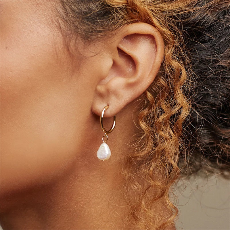 Stylish Stainless Steel Pearl Earrings - Timeless Elegance for Every Occasion