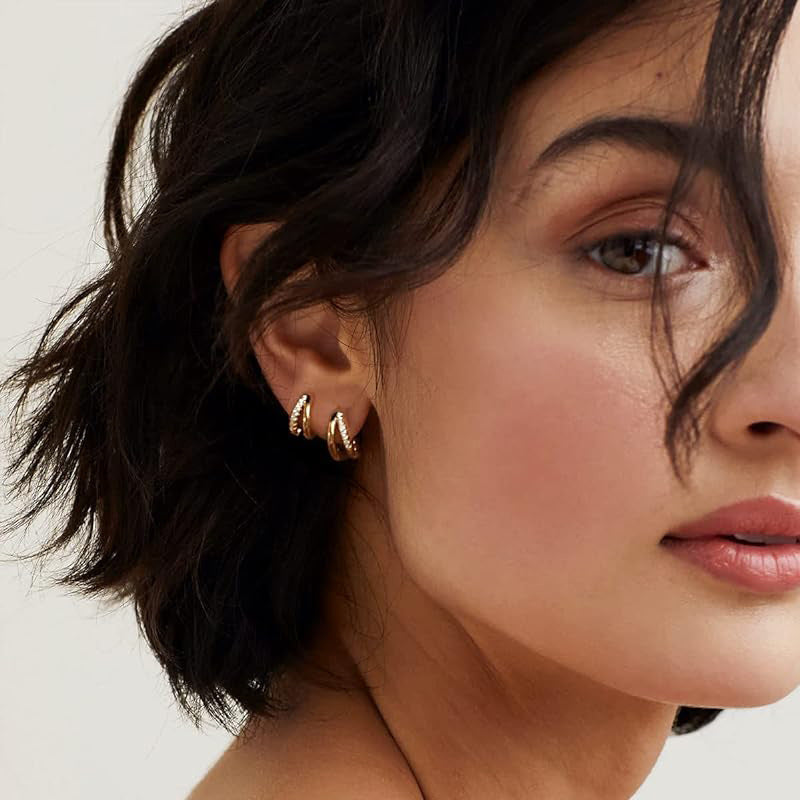 The Bianca Earrings double layer zircon earrings Purajoia view 2