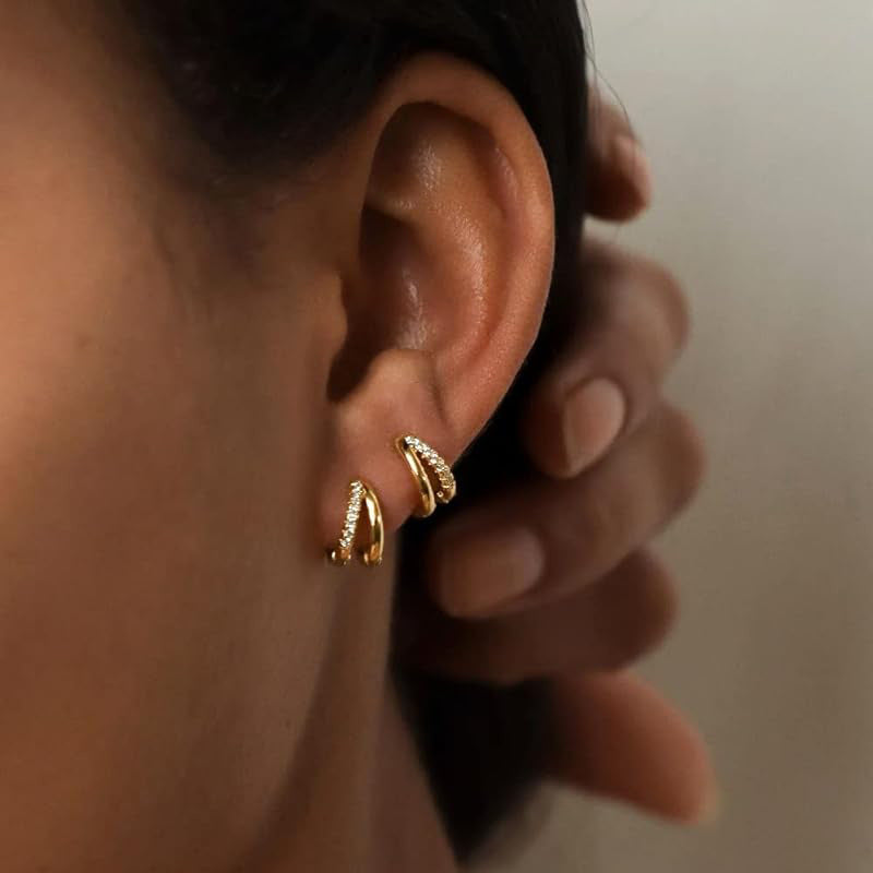 The Bianca Earrings double layer zircon earrings Purajoia view 3