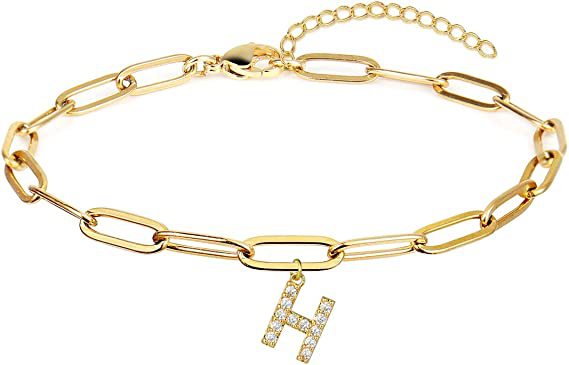 Stainless steel gold-plated bracelet featuring an initial letter charm, a perfect blend of timeless style and personalized elegance