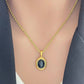 18K gold plated oval pendant necklace in stainless steel with minimalist design, perfect for layering or everyday wear.