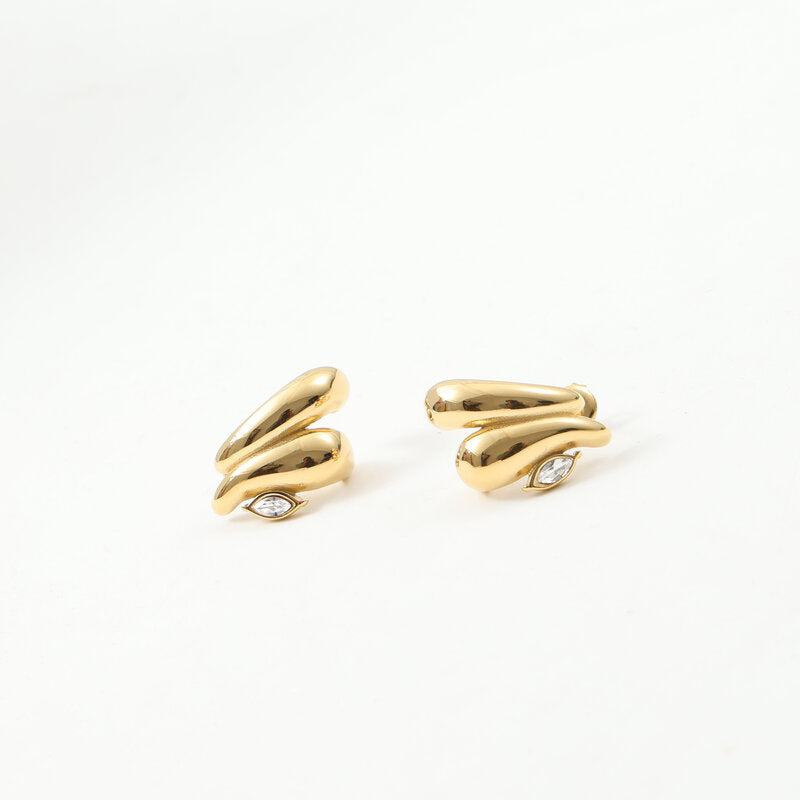 The Iris Earrings zircon eye earrings gold Purajoia view 2