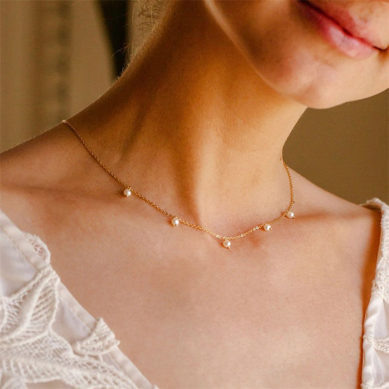 Minimalist Stainless Steel Pearl Necklace