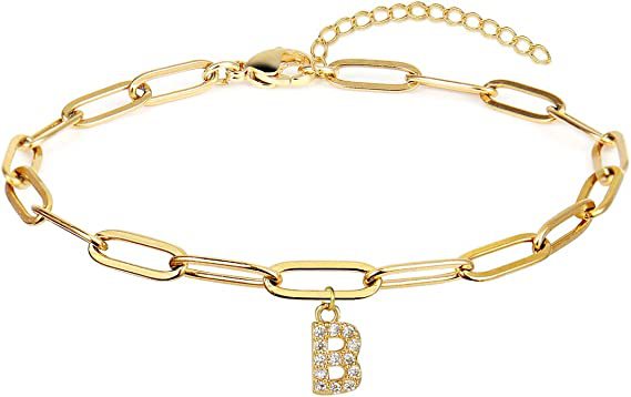 Stainless steel gold-plated bracelet featuring an initial letter charm, a perfect blend of timeless style and personalized elegance