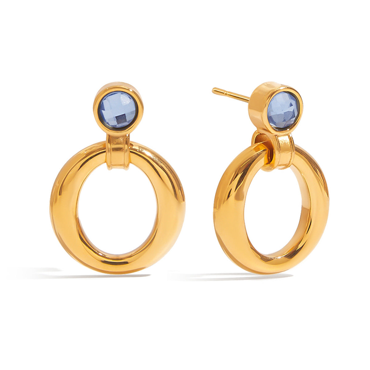 The Lumen Earrings zircon stud earrings gold Purajoia view 2