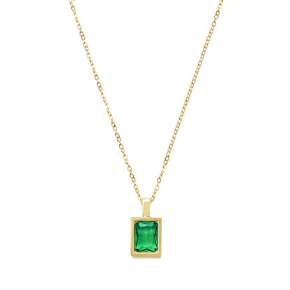 Light Luxury Small French Square Colored Zirconium Necklace