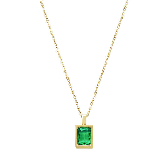 Light Luxury Small French Square Colored Zirconium Necklace