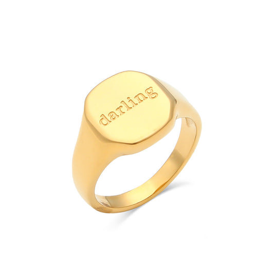 Personalized Elegance: 18K Gold Plated Jewelry with English Letter Ring