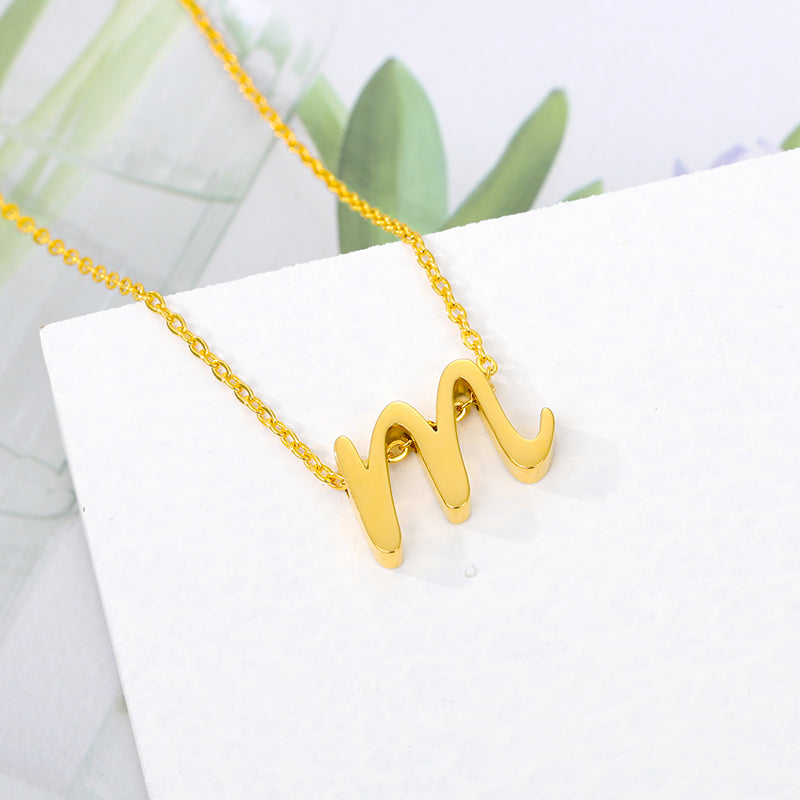 Small Letter Necklace Hollow Stainless Steel