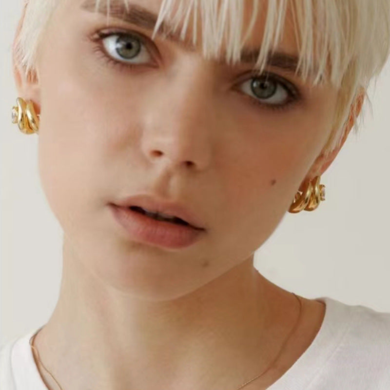 The Iris Earrings zircon eye earrings gold Purajoia