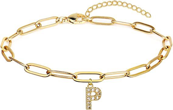 Stainless steel gold-plated bracelet featuring an initial letter charm, a perfect blend of timeless style and personalized elegance