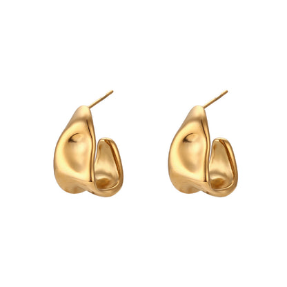 Chunky Wide Gold Hoops: Stainless Steel Earrings with 18k Gold Plating, a stylish and timeless accessory.