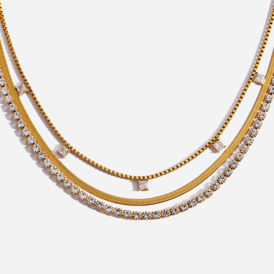 The Triplo Necklace three layer chain necklace Purajoia view 5