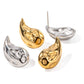 Stainless Steel Drop Earrings in Waterproof Gold Finish - Stylish and Hypoallergenic Metal Texture Jewelry