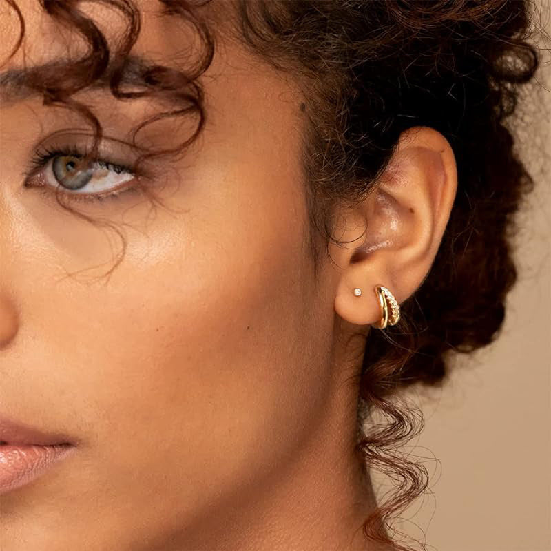 The Bianca Earrings double layer zircon earrings Purajoia view 4