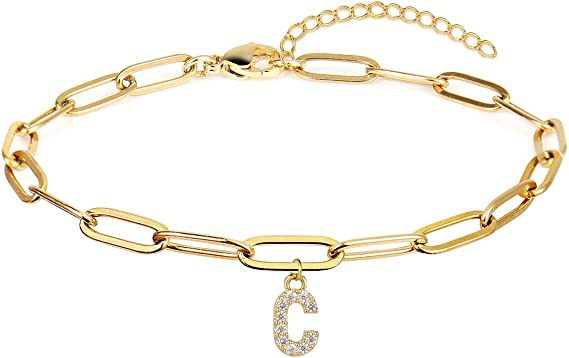 Stainless steel gold-plated bracelet featuring an initial letter charm, a perfect blend of timeless style and personalized elegance