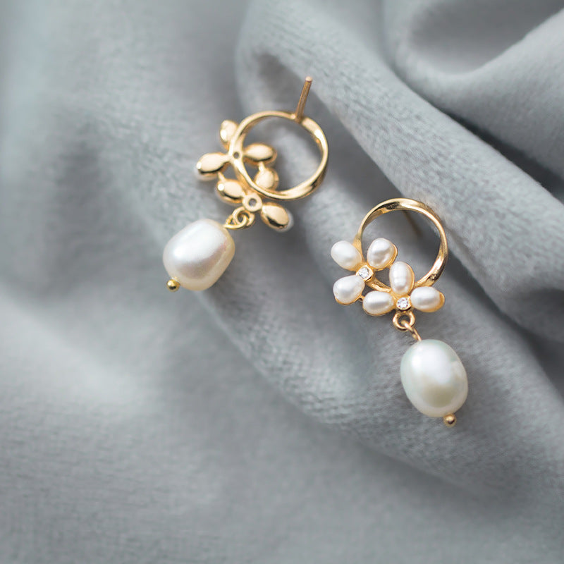 925 Sterling Silver Pearl Flower Earrings for Timeless Elegance