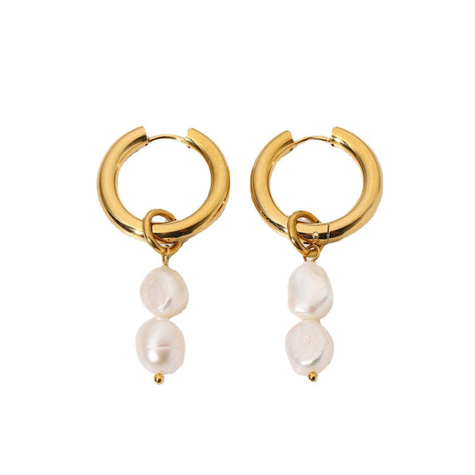 Double Freshwater Pearl Pendant Earrings for a Touch of Elegance