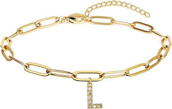 Stainless steel gold-plated bracelet featuring an initial letter charm, a perfect blend of timeless style and personalized elegance