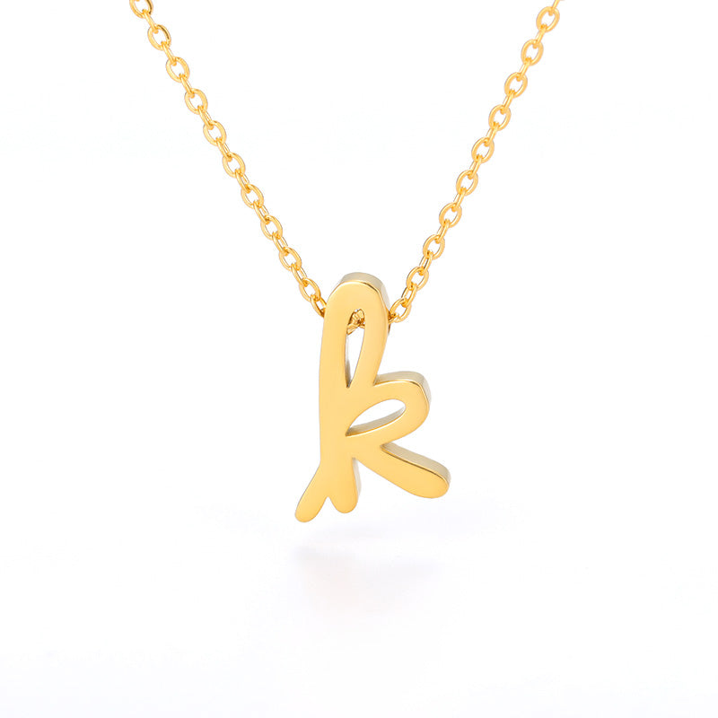 Small Letter Necklace Hollow Stainless Steel