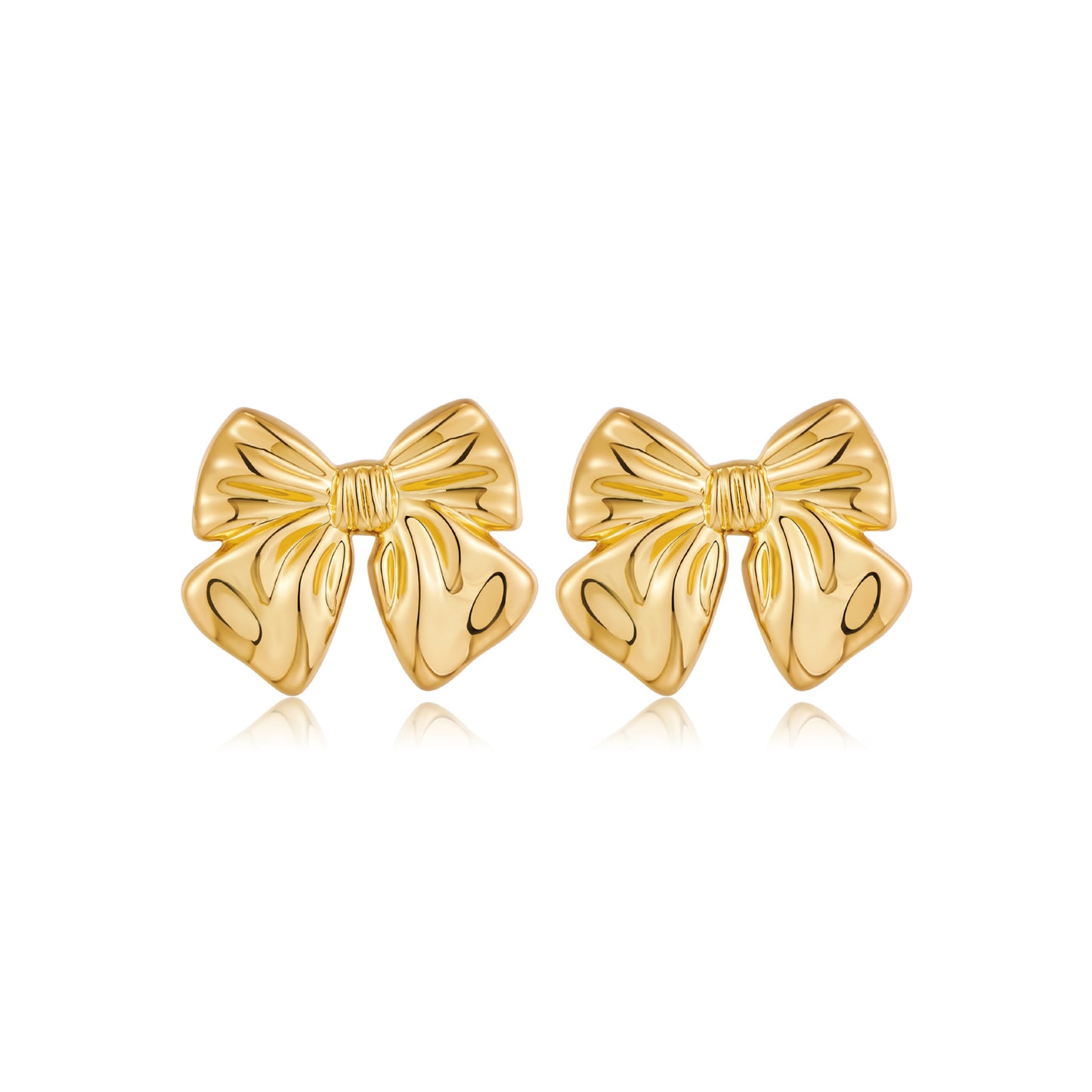 Close-up view of Vintage Gold Bow Earrings on a white background, showcasing intricate design and timeless elegance for women's fashion.