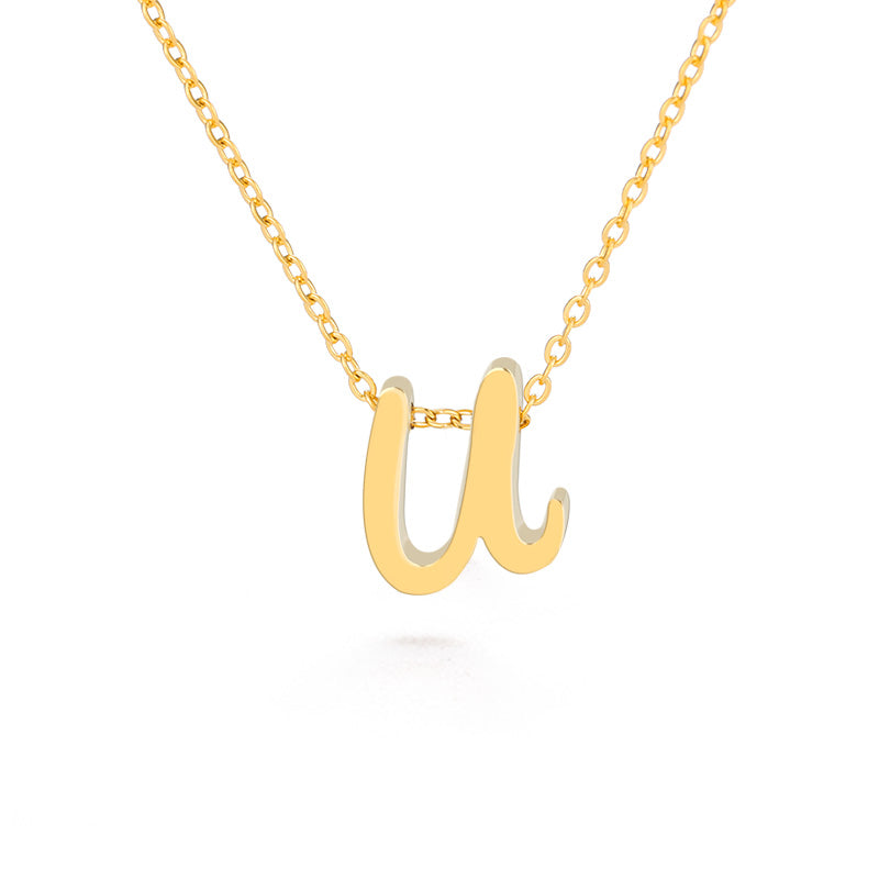 Small Letter Necklace Hollow Stainless Steel