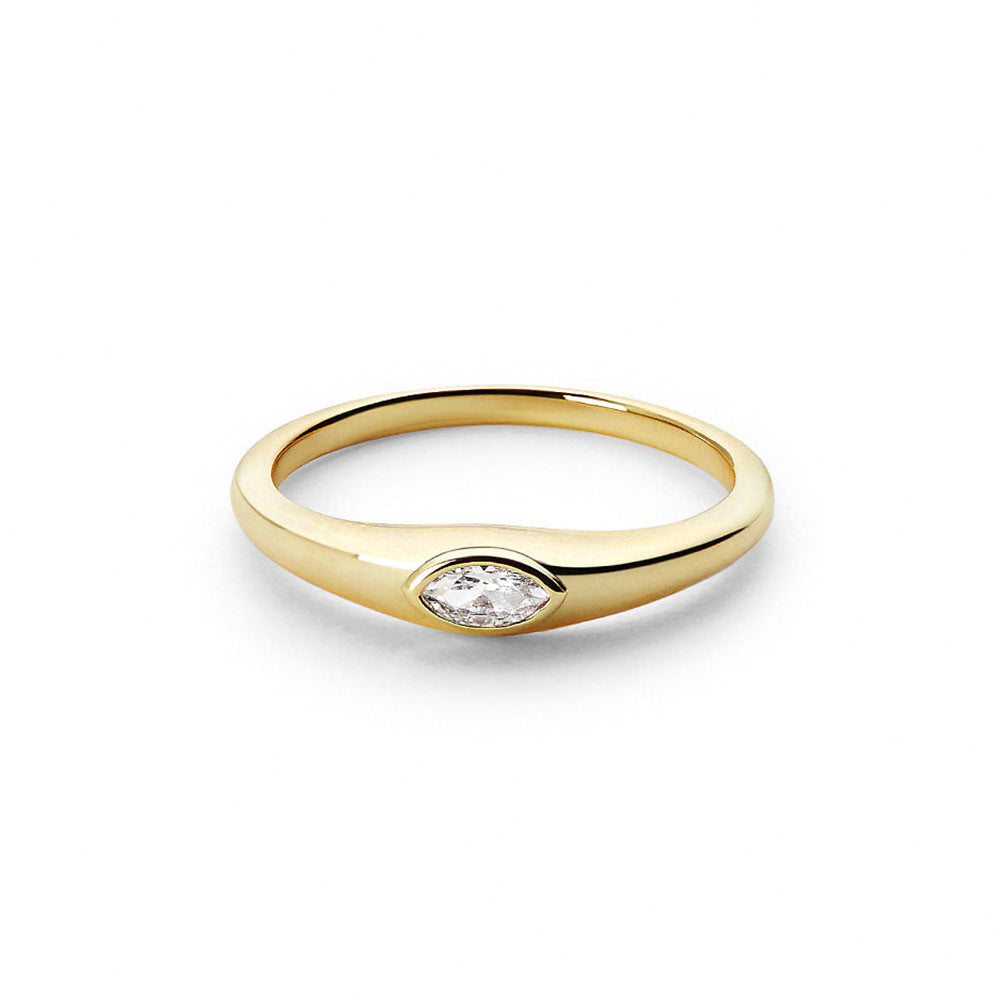 Eternal Glamour: Gold Zircon Ring with Sterling Silver and AAAAA Zircon Center Stone