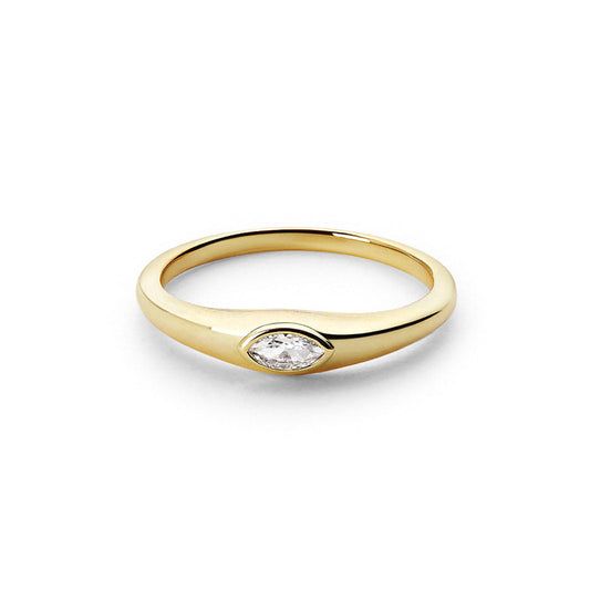 Eternal Glamour: Gold Zircon Ring with Sterling Silver and AAAAA Zircon Center Stone