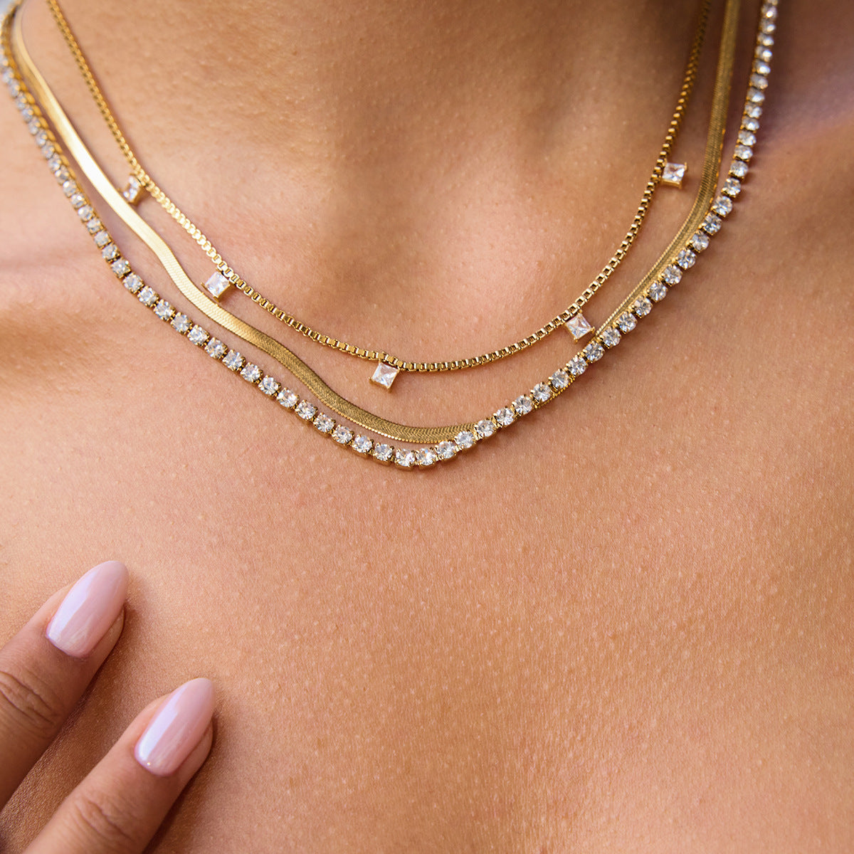 The Triplo Necklace three layer chain necklace Purajoia