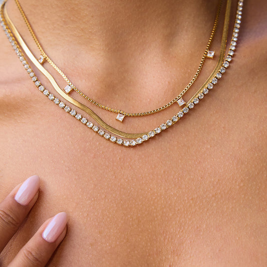 The Triplo Necklace three layer chain necklace Purajoia