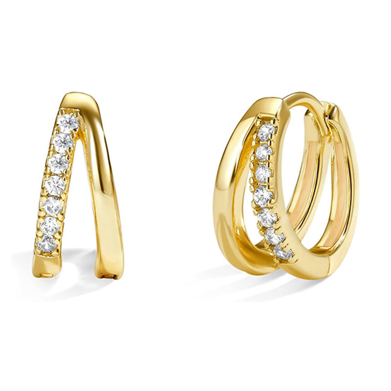 The Bianca Earrings double layer zircon earrings Purajoia