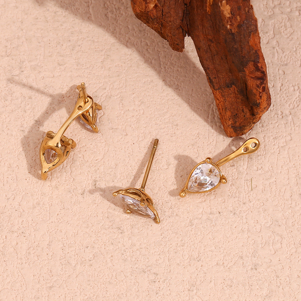 The Amalfi Earrings front back zircon stud earrings Purajoia view 3