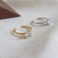Minimalist sterling silver jewelry big zircon resizable fashion ring
