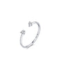 Elegant geometric design ring with zircon stone in sterling silver
