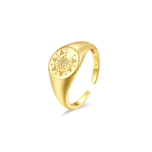 925 sterling silver retro pattern ring vintage women’s jewelry