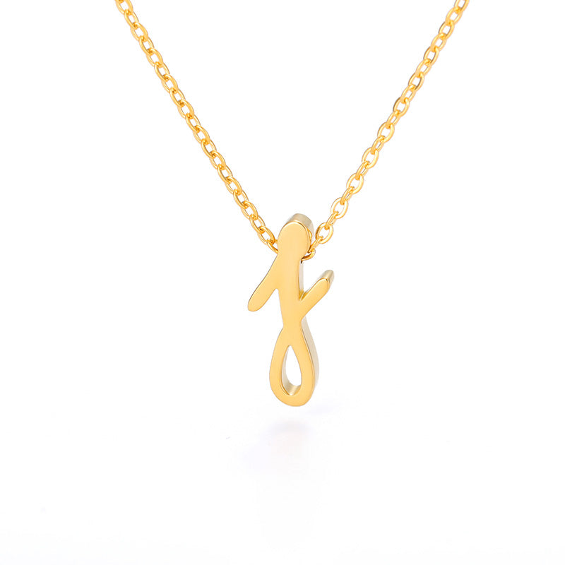 Small Letter Necklace Hollow Stainless Steel