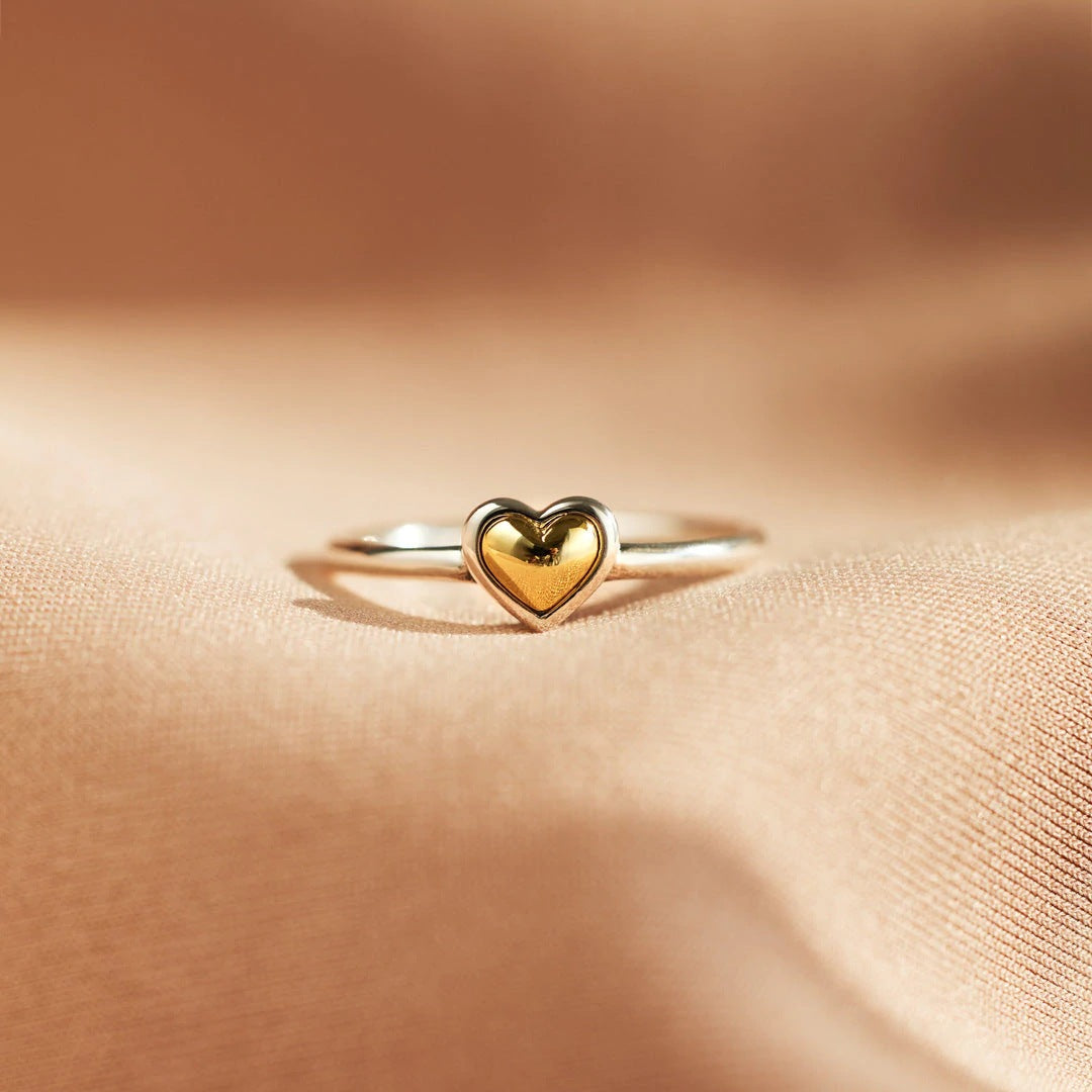 Dual-Tone Affection: Sterling Silver Two-Color Love Ring