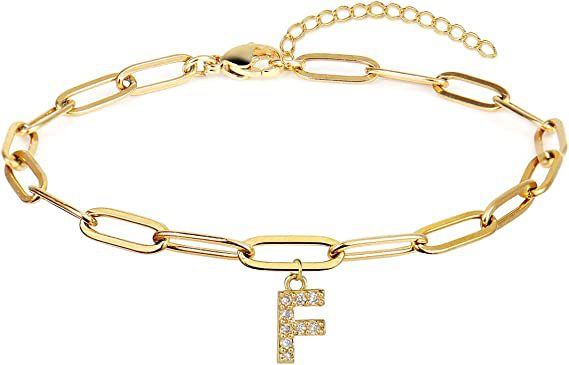 Stainless steel gold-plated bracelet featuring an initial letter charm, a perfect blend of timeless style and personalized elegance