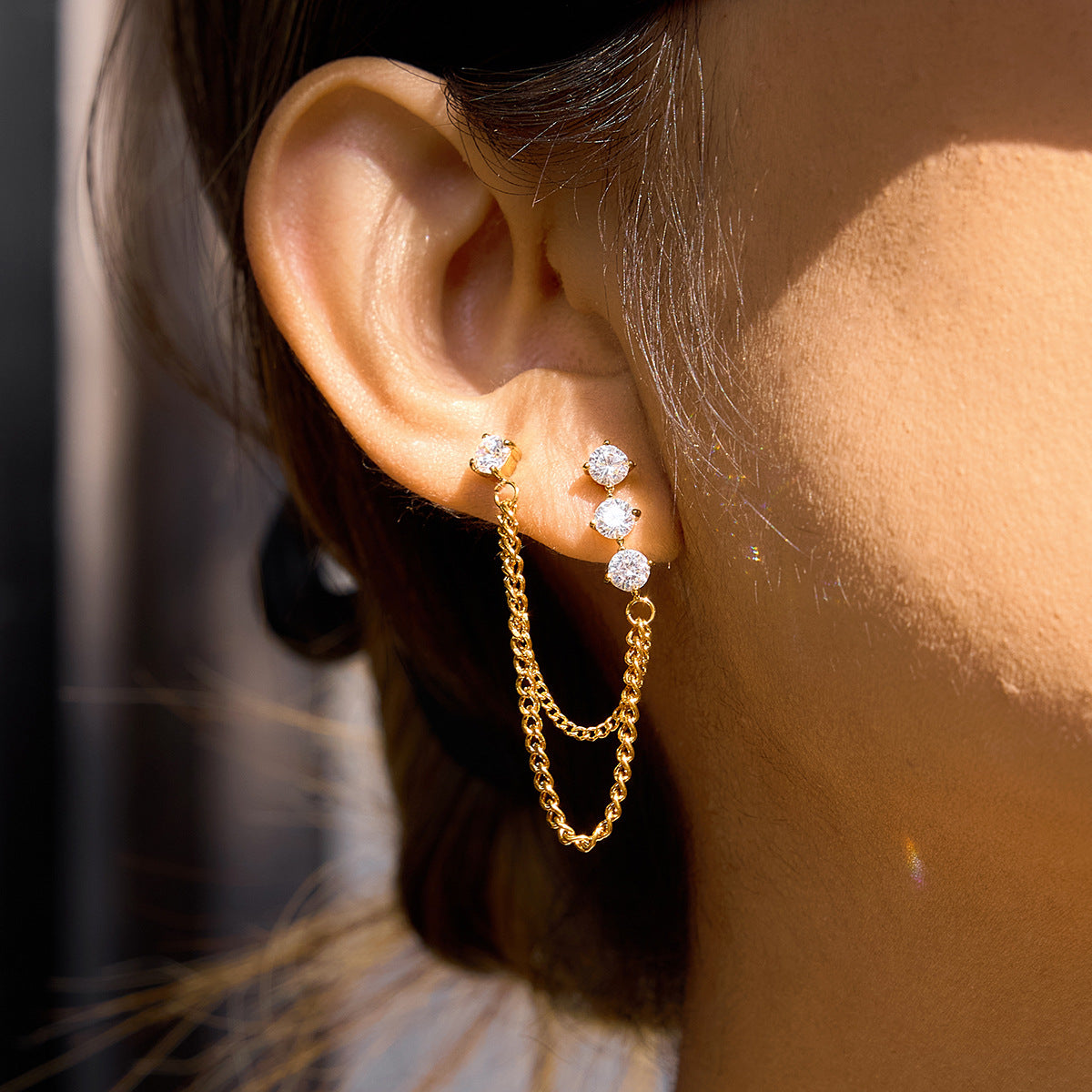 The Cascata Earrings zircon tassel drop earrings Purajoia view 5