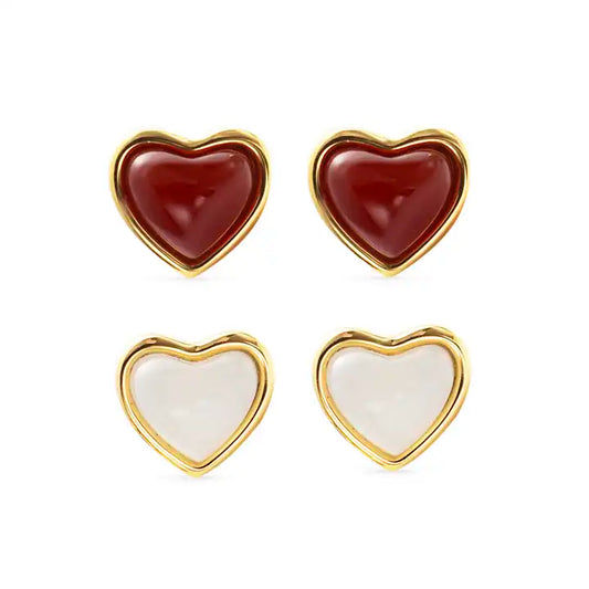 Red Agate earrings featuring stainless steel and gold plating, blending durability with a touch of sophistication for a timeless and elegant look.