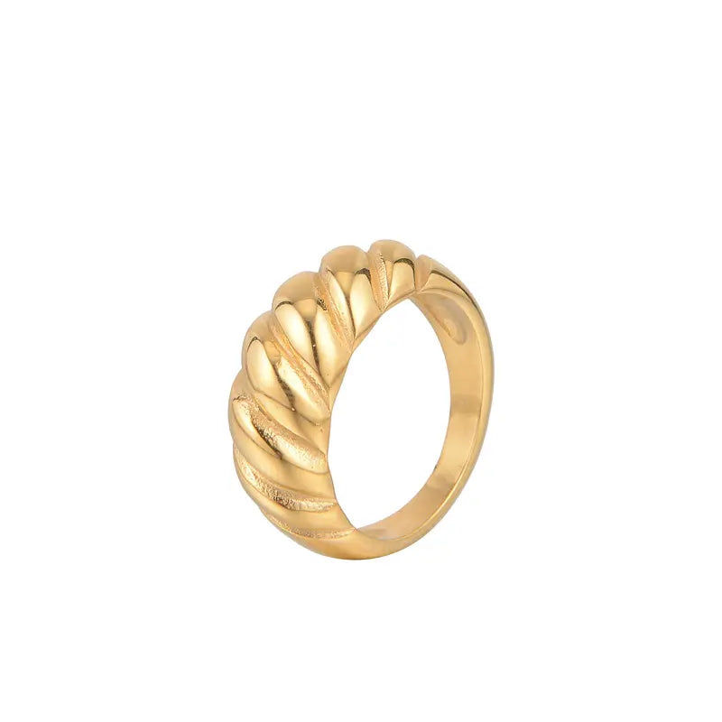 Modern Minimalist Gold Croissant Dome Ring