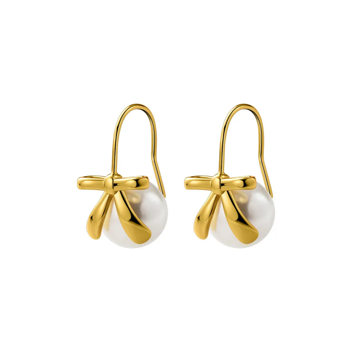 Stainless Steel Gold-Plated Pearl Earrings - A classic and elegant accessory for women, adding a touch of sophistication to any look.