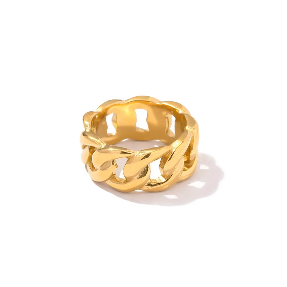Gold Chain Ring with a Vintage Gold Color