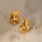 Stainless Steel Drop Earrings in Waterproof Gold Finish - Stylish and Hypoallergenic Metal Texture Jewelry