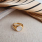 Fashion Retro Round Gold Titanium Steel Shell Ring