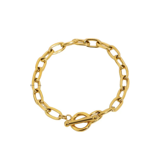 Gold Plated Simple Classic Gold Link Chain Bracelet for Women - Elegant Jewelry Piece with a Timeless Design - Perfect Gift Idea for Any Occasion