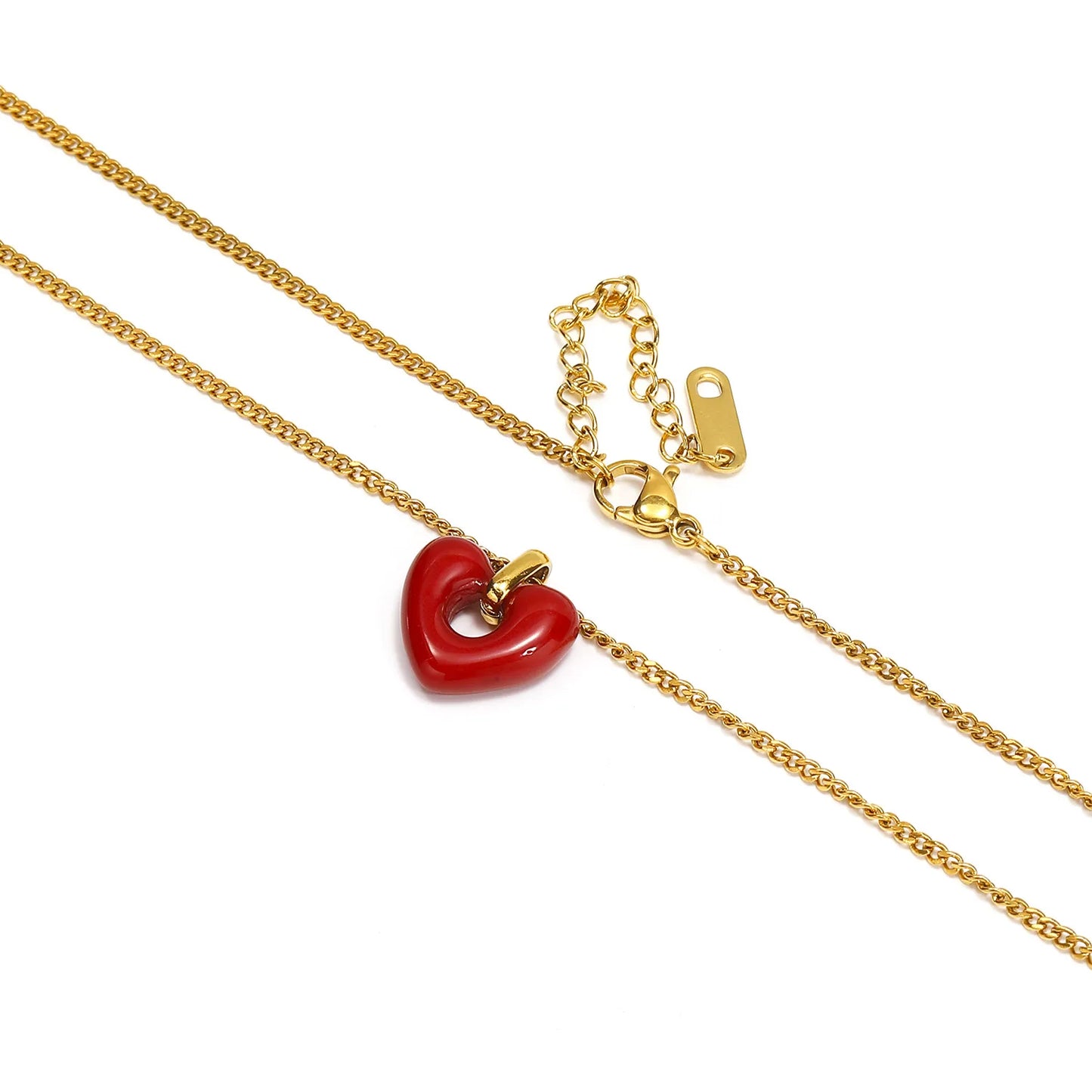 Enhance your style with the timeless allure of our stainless steel Heart-shaped Red Agate Pendant—a captivating and enduring accessory for women.