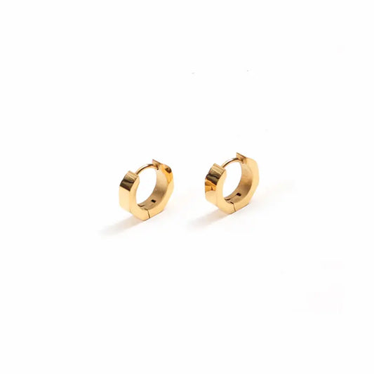 Simple Geometric Hexagon Earrings in Stainless Steel Gold-Plating